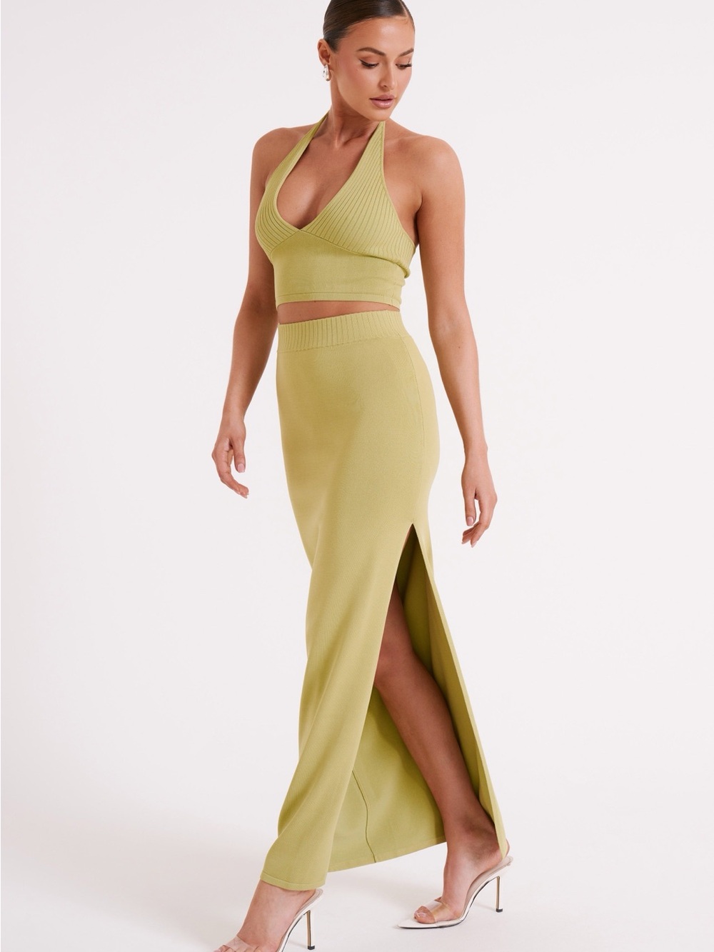 Meshki Ribbed Halter Maxi a skirt and top - Picture 2 of 6